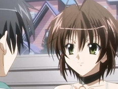 Соблазнительная хентай подруга подрочила член большой грудью