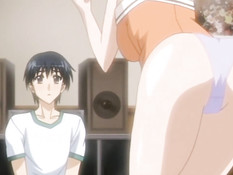 Соблазнительная хентай подруга подрочила член большой грудью