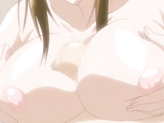 Соблазнительная хентай подруга подрочила член большой грудью