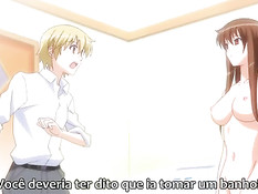 Молодая хентай брюнетка разделась догола и села на парня сверху