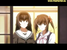 Две аниме лесбиянки ласкают друг дружку и играют со щупальцами