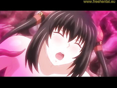 Две аниме лесбиянки ласкают друг дружку и играют со щупальцами