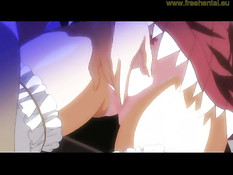 Две аниме лесбиянки ласкают друг дружку и играют со щупальцами