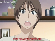 Парень ебёт хентай девку с голубыми волосами вибратором и членом