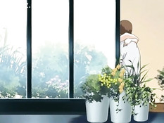 Парень ебёт хентай девку с голубыми волосами вибратором и членом