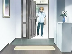 Паренёк трахает на кровати сразу двух похотливых хентай девушек