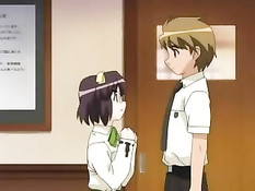 Паренёк трахает на кровати сразу двух похотливых хентай девушек