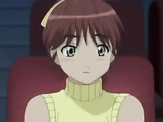 Паренёк трахает на кровати сразу двух похотливых хентай девушек