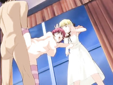 Облизал красивую большую грудь хентай девушки и отодрал раком