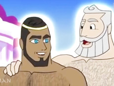 Спортивные мужчины занимаются любовью в мультфильме для геев