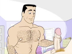 Спортивные мужчины занимаются любовью в мультфильме для геев