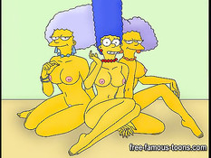Сексуальная Marge Simpson трахается с персонажами мультфильма