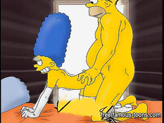 Сексуальная Marge Simpson трахается с персонажами мультфильма