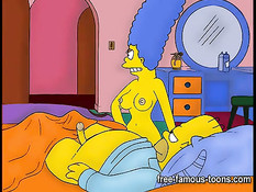 Сексуальная Marge Simpson трахается с персонажами мультфильма