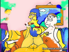 Сексуальная Marge Simpson трахается с персонажами мультфильма