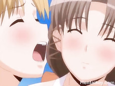 Несколько хентай девок и один парень занимаются сексом на пляже