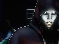 Сиськастая 3D брюнетка в сетчатых чулках трахается с монстрами