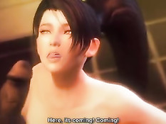 Сиськастая 3D брюнетка в сетчатых чулках трахается с монстрами