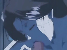 Похотливый мужик оттрахал и обкончал сисястую хентай брюнетку