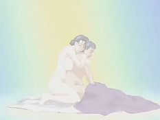 Похотливый мужик оттрахал и обкончал сисястую хентай брюнетку