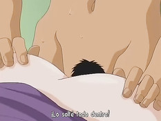 Похотливый мужик оттрахал и обкончал сисястую хентай брюнетку