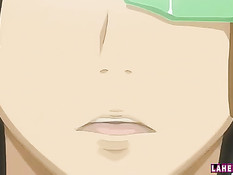 Грудастая хентай женщина в очках повалила парня и села на член