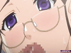 Очкастую хентай девку с большой грудью отодрали раком на кухне