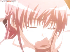 Разбудил хентай девку с малиновыми волосами и отымел на кровати