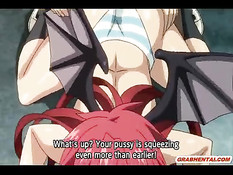 Крылатая хентай девка отсосала парню член и подрочила сиськами
