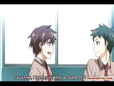 Крылатая хентай девка отсосала парню член и подрочила сиськами