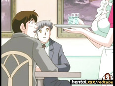 Возбуждённые хентай девчонки отсасывают приятелю член в кафе