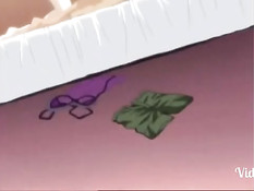 Сисястая хентай девка с косичками дрочит и ебётся с парнем в душе