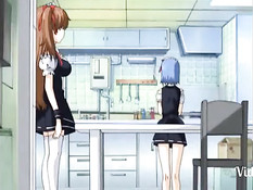 Сисястая хентай девка с косичками дрочит и ебётся с парнем в душе