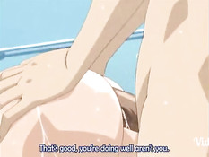 Сисястая хентай девка с косичками дрочит и ебётся с парнем в душе