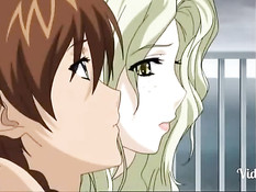 Сисястая хентай девка с косичками дрочит и ебётся с парнем в душе