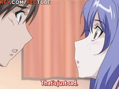 Вылизал грудь хентай девке с голубыми волосами и отымел в киску