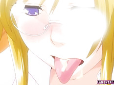 Сисястая хентай блондинка села на член своему молодому приятелю