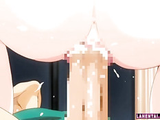 Сисястая хентай блондинка села на член своему молодому приятелю