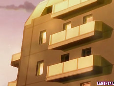 Сисястая хентай блондинка села на член своему молодому приятелю