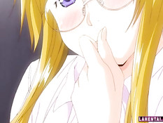 Сисястая хентай блондинка села на член своему молодому приятелю