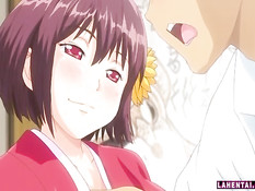 Японская аниме девка отсосала у парня член и села на него сверху