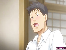 Японская аниме девка отсосала у парня член и села на него сверху