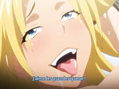 Ребята оттрахали в туалете хентай блондиночку с большой грудью