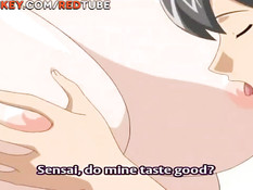 Сиськастая хентай мамочка с дочерью затрахали молодого паренька