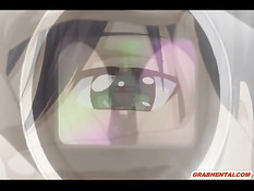 Связанной хентай брюнеточке в очках вставили вибратор в письку