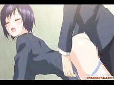 Связанной хентай брюнеточке в очках вставили вибратор в письку