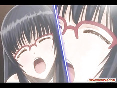 Связанной хентай брюнеточке в очках вставили вибратор в письку