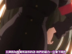 Горячая хентай подруга с красными волосами дрочит член сиськами