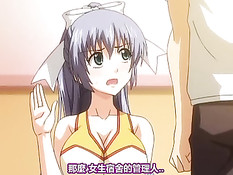 Горячая хентай подруга с красными волосами дрочит член сиськами