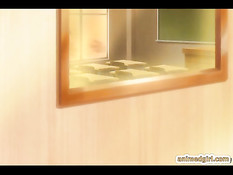 Рыжая хентай девка в очках трахается с парнем на рабочем месте